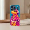 Bloemenkrans - Hagedis - Kimono - Paars Telefoonhoesje iPhone 17 Pro klein -sfeer2
