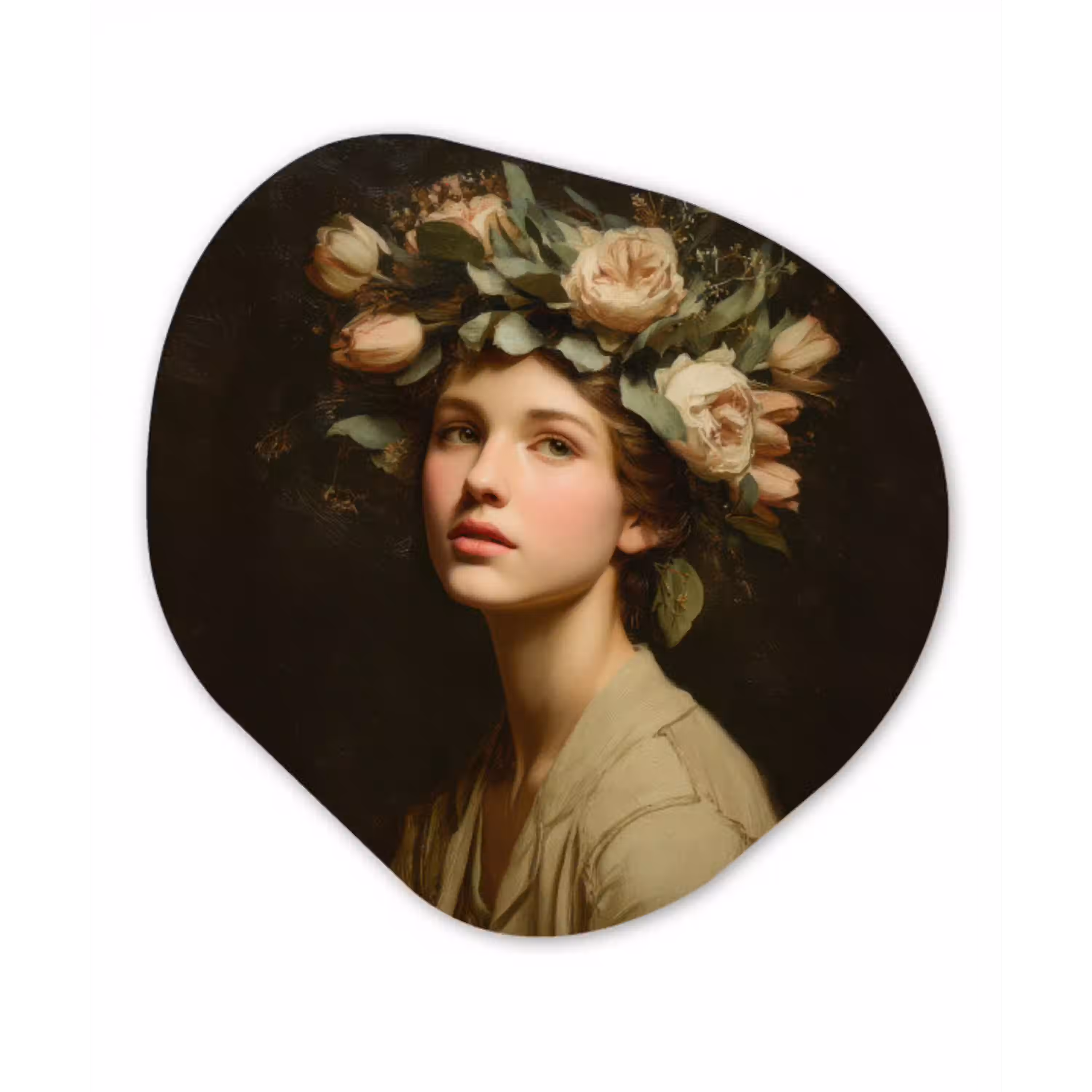Bloemenstilte - Vrouw - Portret Wandcirkel Organisch Forex 3mm klein -3d