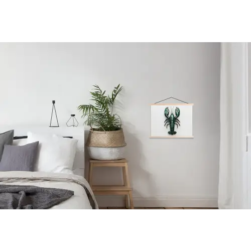 Kreeft - Glossier - Groen - Wit textielposter latten blank klein -woonkamer