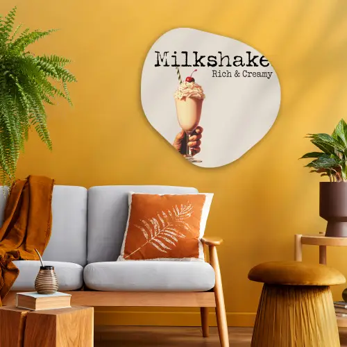 Milkshake - Kers - Rietje Wandcirkel Organisch Aluminium middel -sfeer4