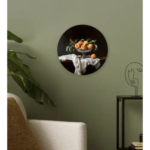 Stilleven - Perziken - Vintage Wandcirkel plexiglas klein -sfeer3