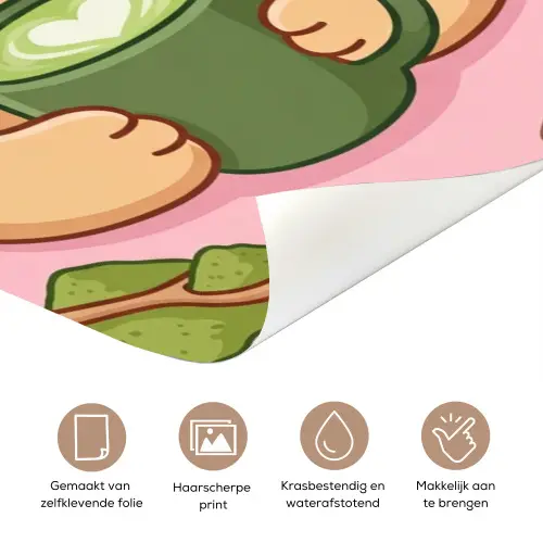 Matcha - Hond - Roze - Groen deurposter klein -closeup_NL