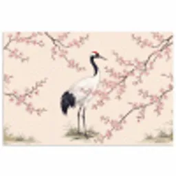 Aziatisch - Kraanvogel - Beige poster papier klein -3d