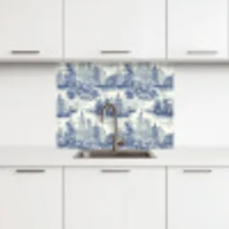 Huizen - Bomen - Water - Vogels - Blauw keuken achterwand 2 middel 865 -3d