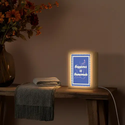Lijntekening - Vrouw - Quote - Blauw Light Box met kabel (Tafellamp) klein -sfeer4