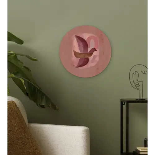 Illustratie - Vogels - Abstract - Roze Wandcirkel kunststof plaat 5mm dik klein -sfeer3