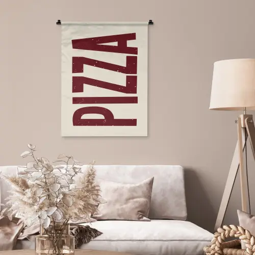 Pizza - Vintage - Decoratie - Japandi Wandkleed katoen klein -sfeer4