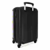 Limoengroene lijnen op lila NBS - Handbagage koffer - Kinderen Unisex middel -achterkant