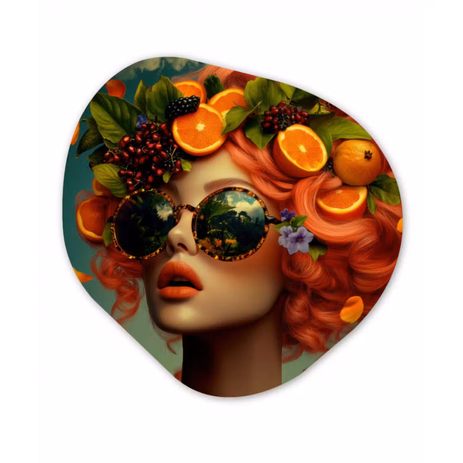 Alu-Dibond-Bild Organische Form - Weiblich - Orange - Beere - Orange