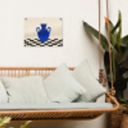 Vaas - Blauw - Geblokt - Modern tuinposter los doek klein -sfeer7