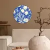 Bloemen - Delfts Blauw - Patroon - Tulp Wandcirkel kunststof plaat 5mm dik klein -sfeer1