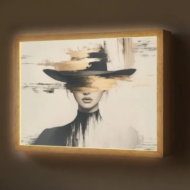 Lightbox - Wandlamp - Vrouw - Hoed - Verf