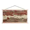 Muur - Baksteen - Verweerd textielposter latten blank klein -3d