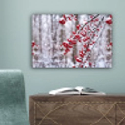 Bessen - Takken - Sneeuw - Winter - Kleurrijk canvas 2cm klein -sfeer4