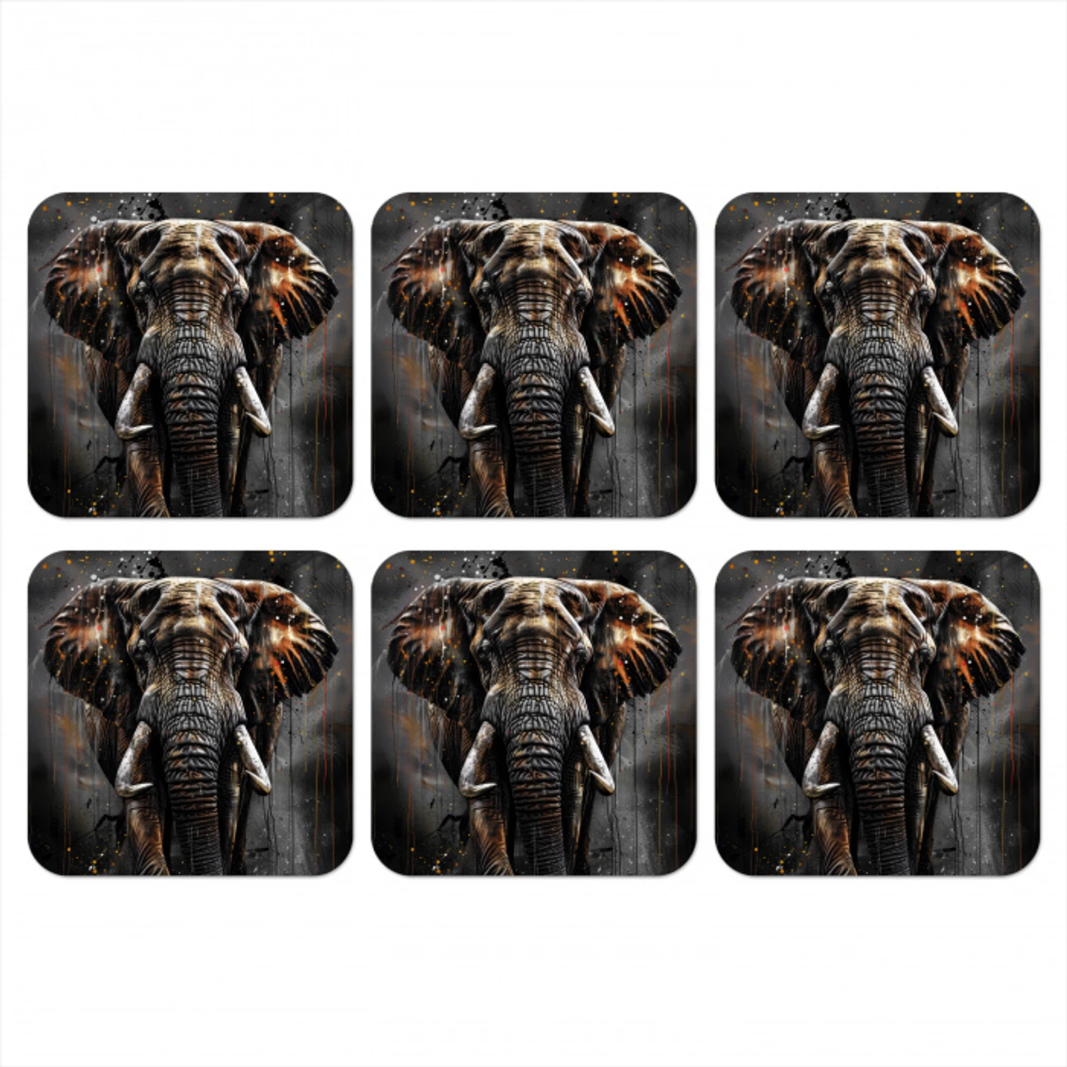 Olifant - Watercolor - Wilde dieren - Luxe onderzetter kurk middel -3d
