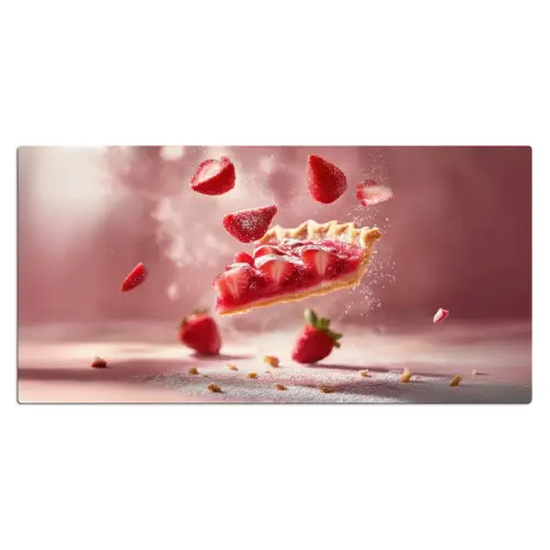 Aardbei - Taart- Eten - Roze Muismat XXL klein -3d_leeg