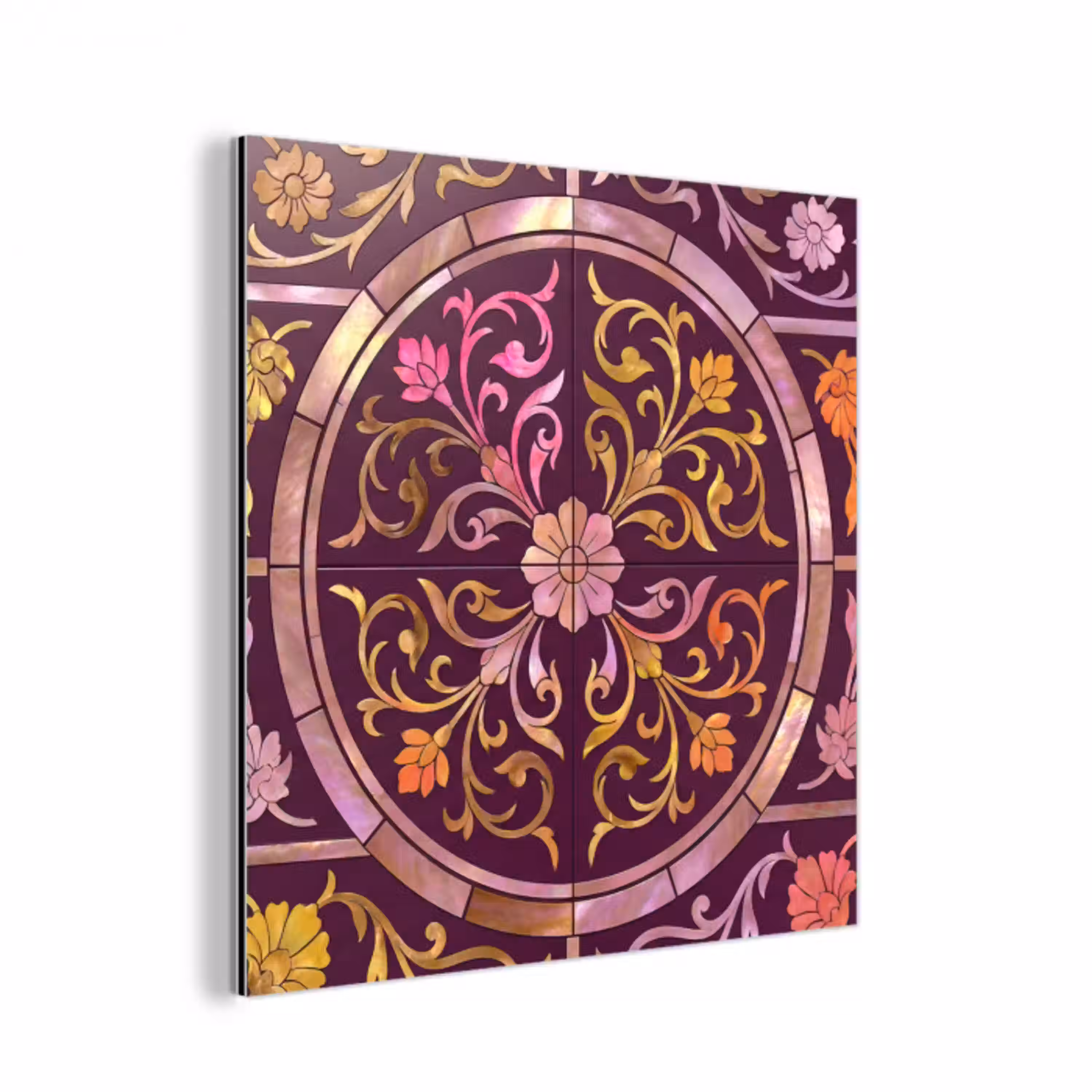 Patroon - Floraal - Oosters - Paars - Goud aluminium wit klein -3d