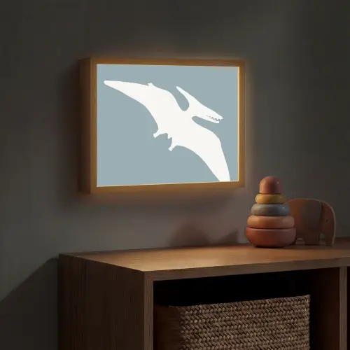 Dino - Pteranodon - Dinosaurus - Blauw Light Box met batterij (Wandlamp kind) middel -sfeer5_kind