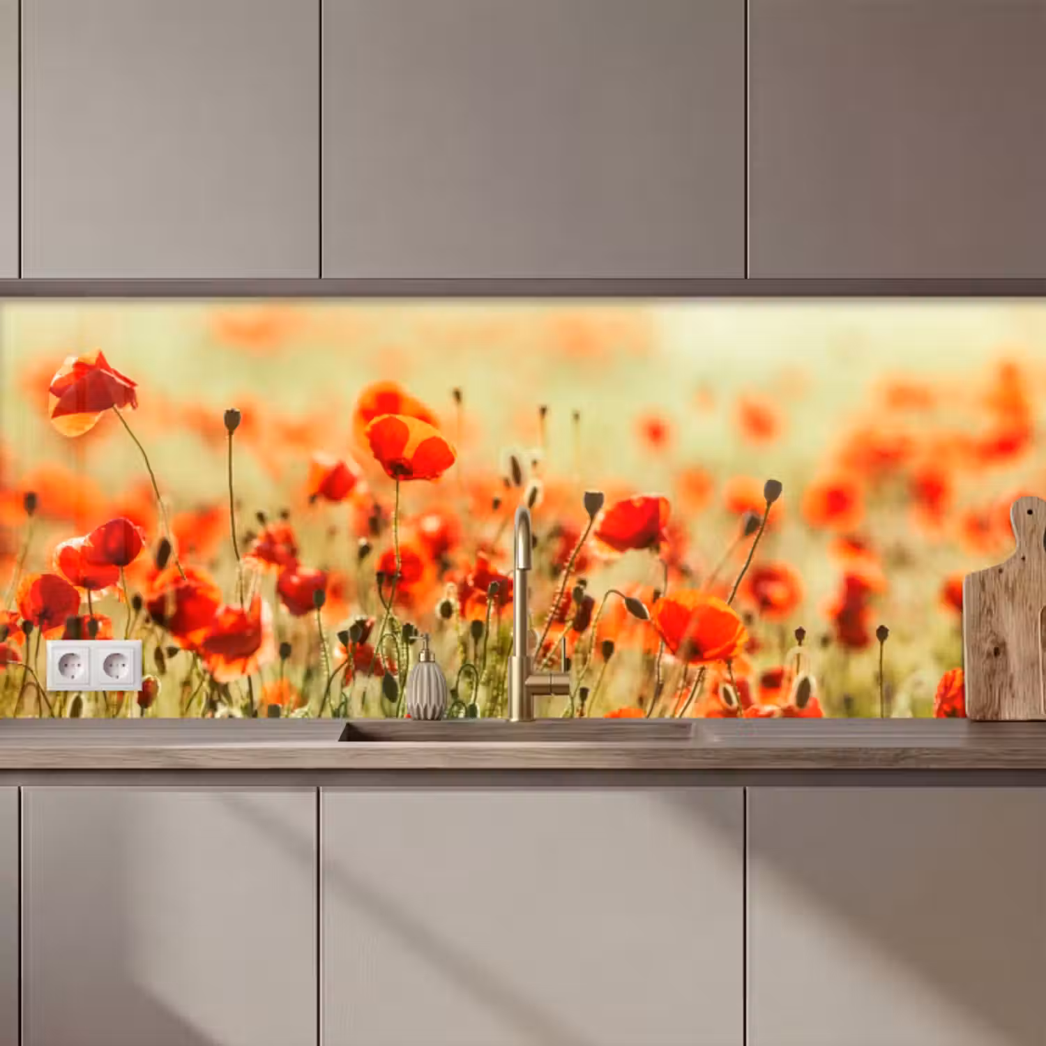 Küchenrückwand - Mohnblumen - Blumen - Rot - Blumenfeld