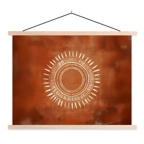 Abstract - Lijnen - Zonnestralen - Roodbruin textielposter latten blank klein -3d