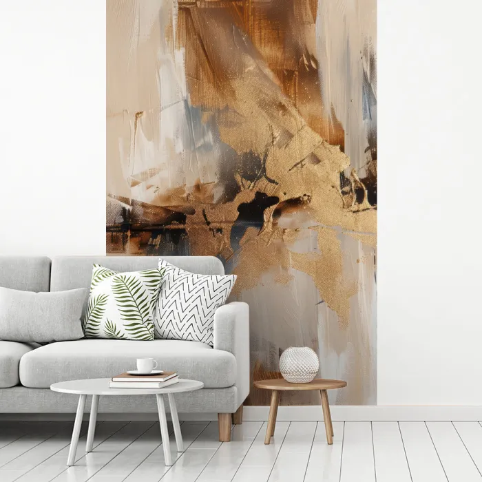 Modern - Bruin - Abstract - Beige fotobehang vinyl groot -woonkamer