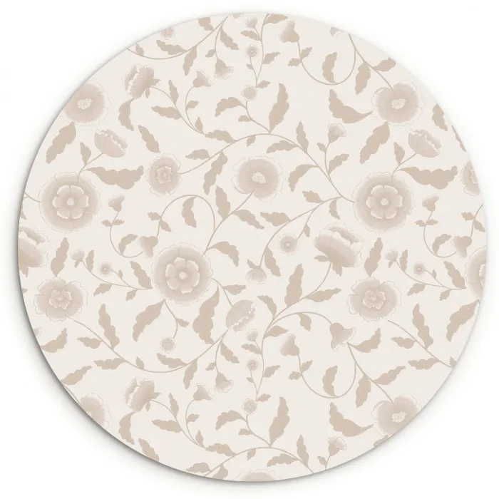 Sierlijk - Bloemen - Beige Wandcirkel kunststof plaat 5mm dik klein 188 -3d