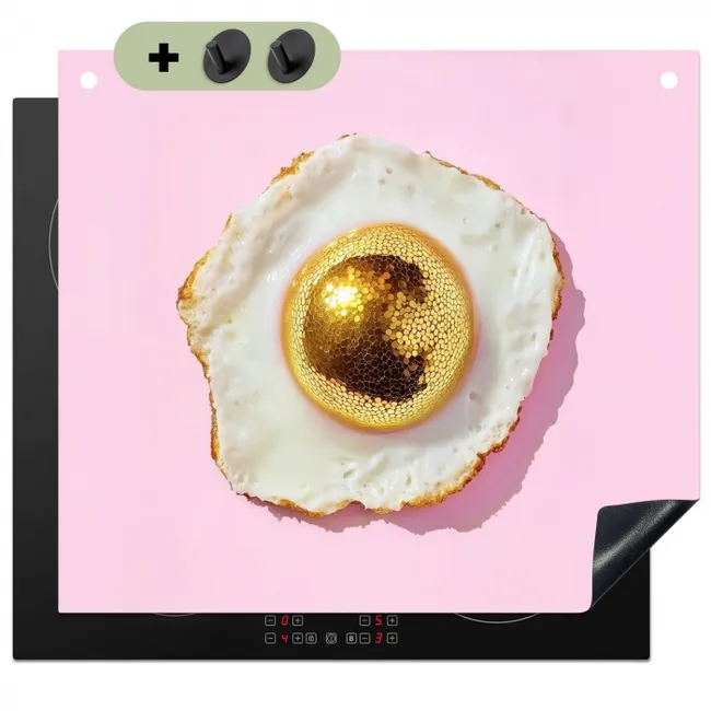 Inductiebeschermer & spatscherm (2in1) - Ei - Disco - Ontbijt - Glitter