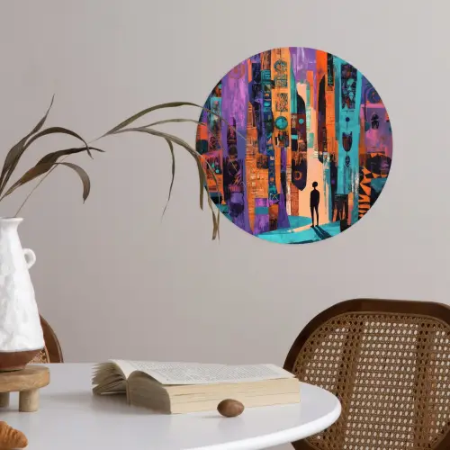 Abstract - Figuren - Kleurrijk Wandcirkel behangsticker klein -sfeer3