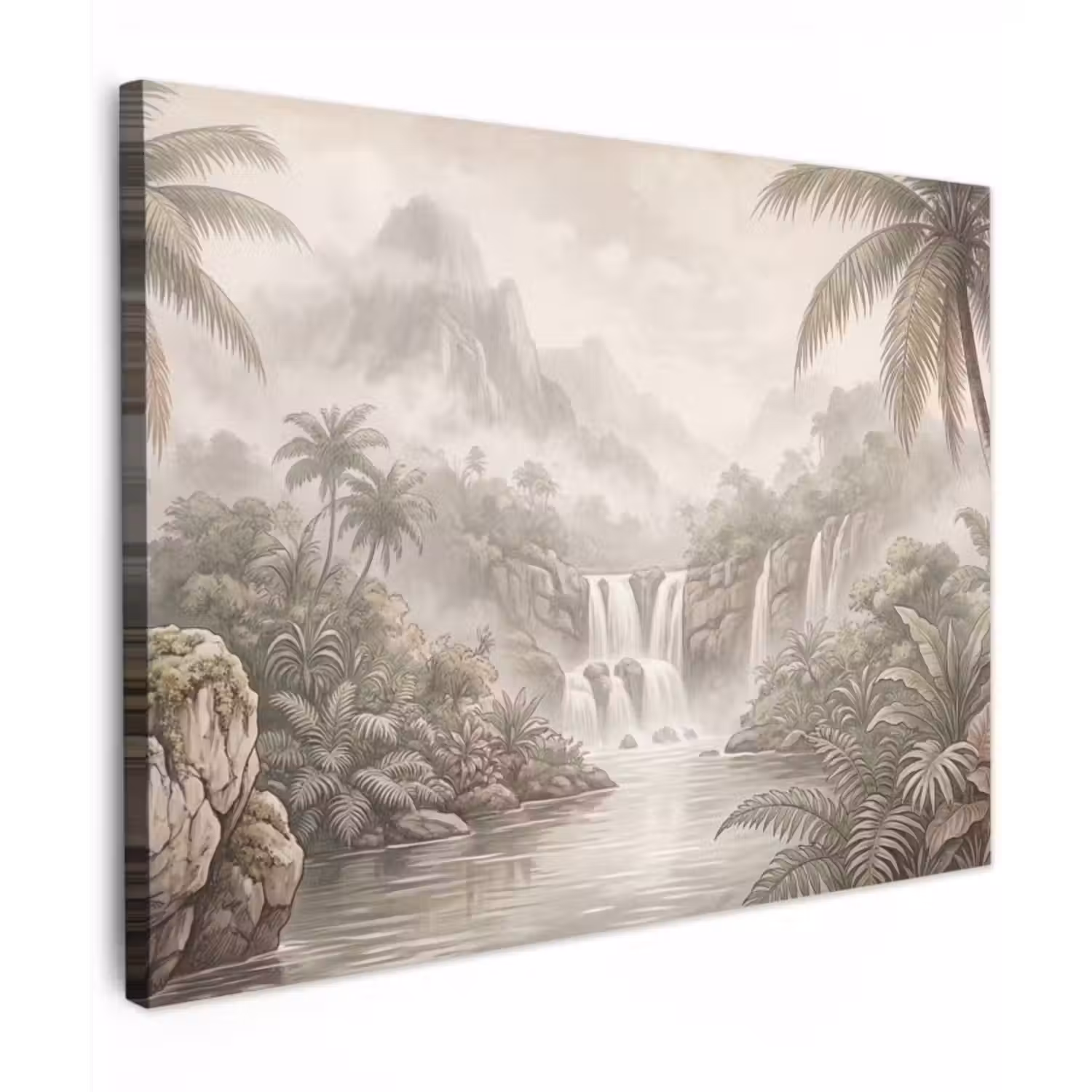 Canvas Print - Jungle - Waterfalls - Tropical - Illustration