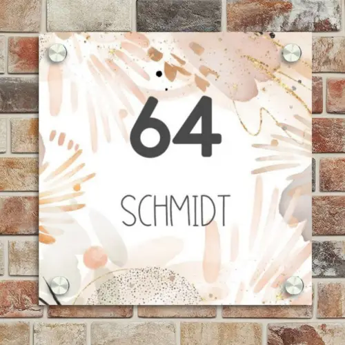Abstract beige - Modern Naambord Vierkant klein -sfeer2