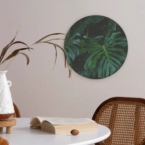 Monstera - Bladeren - Tropical Akoestische PET Vilt - Rond klein -sfeer3