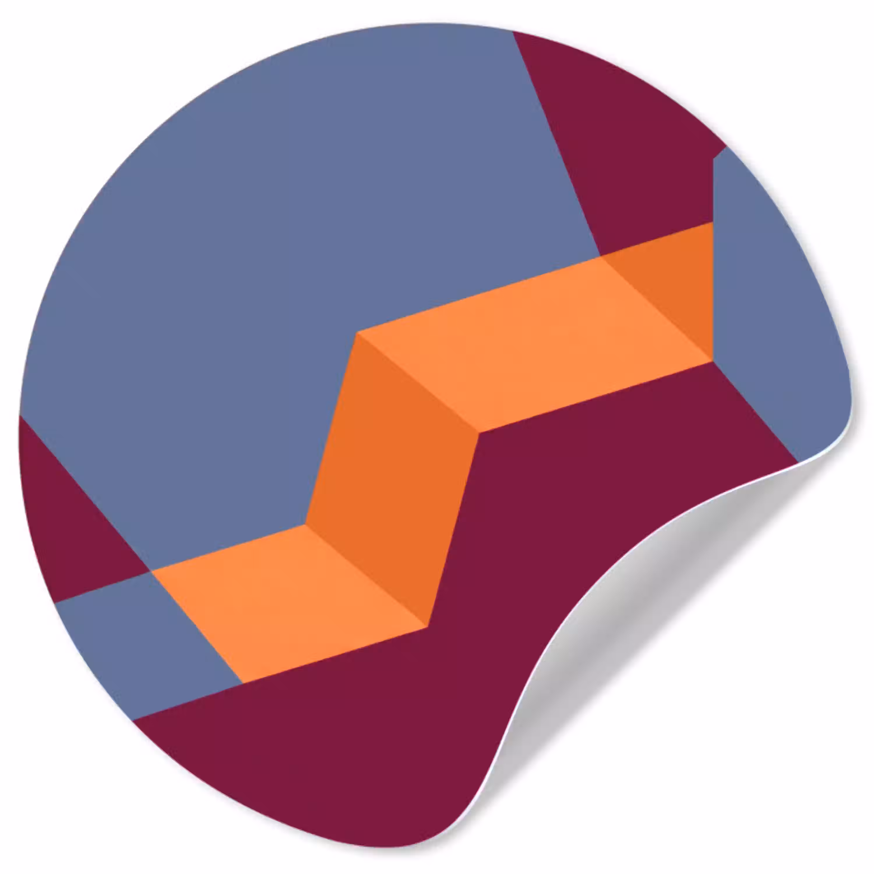 Abstract - Vormen - Modern - Blauw - Oranje Wandcirkel behangsticker klein -3d