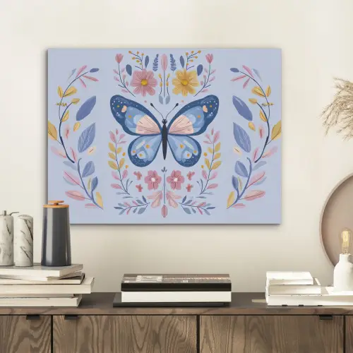 Vlinder - Lichtblauw - Sierlijk - Bloemen PET vilt klein -sfeer1