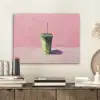 Beker - Rietje - Minimalistisch - Groen PET vilt klein -sfeer1