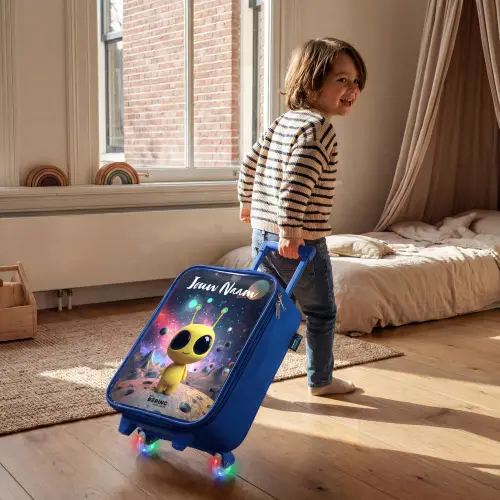 Vrolijk buitenaards wezentje Kinderkoffer - Blauw klein -sfeer1