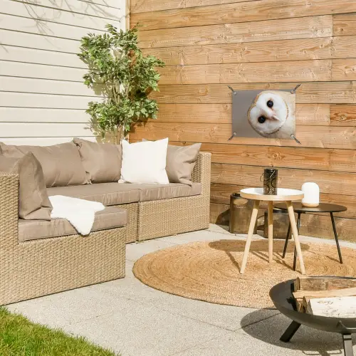 Uil - Bruin - Wit tuinposter los doek klein -sfeer4