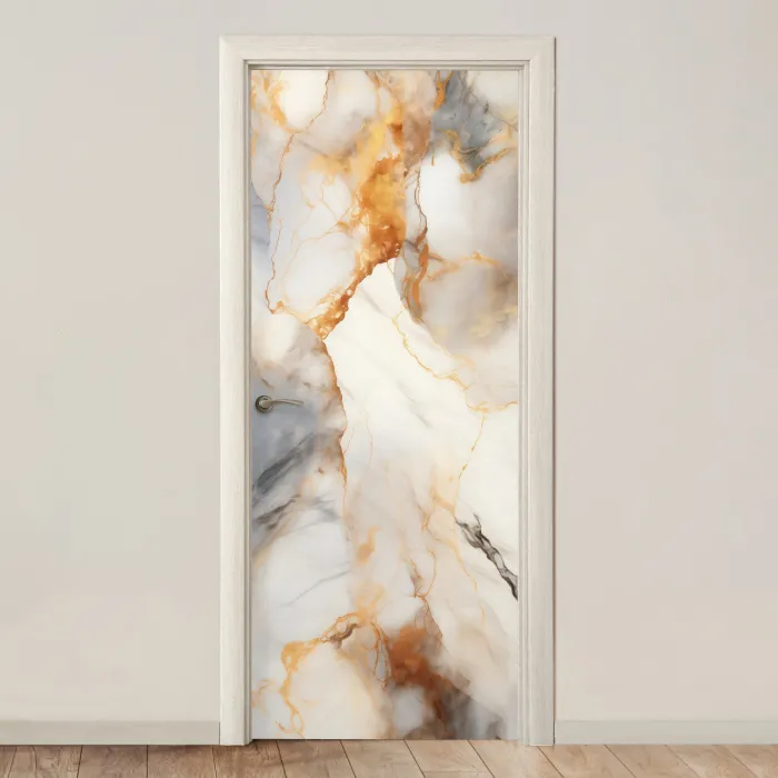 Marmer - Grijs - Goud deurposter klein -3d_beige