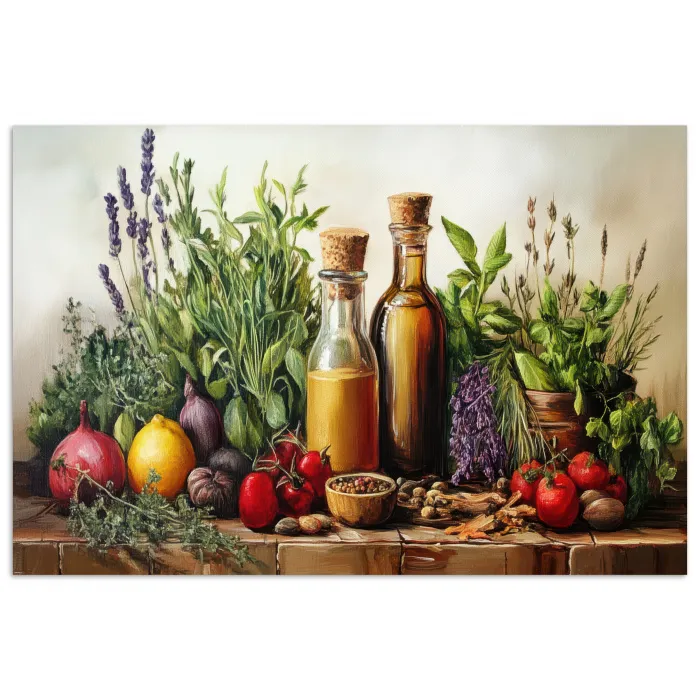 Stilleven - Kruiden - Specerijen - Fruit - Kleurrijk poster papier klein -3d