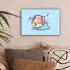 Corgi - Koptelefoon - Blauw - Muzieknoten canvas 2cm klein -sfeer1