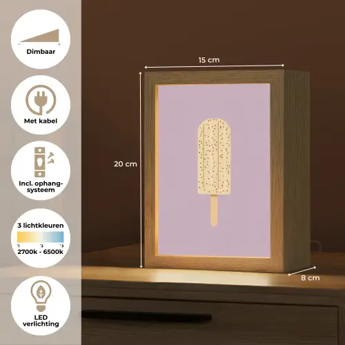 Beige - Ijsje - Spikkels Light Box met kabel (Tafellamp) klein -USP_NL