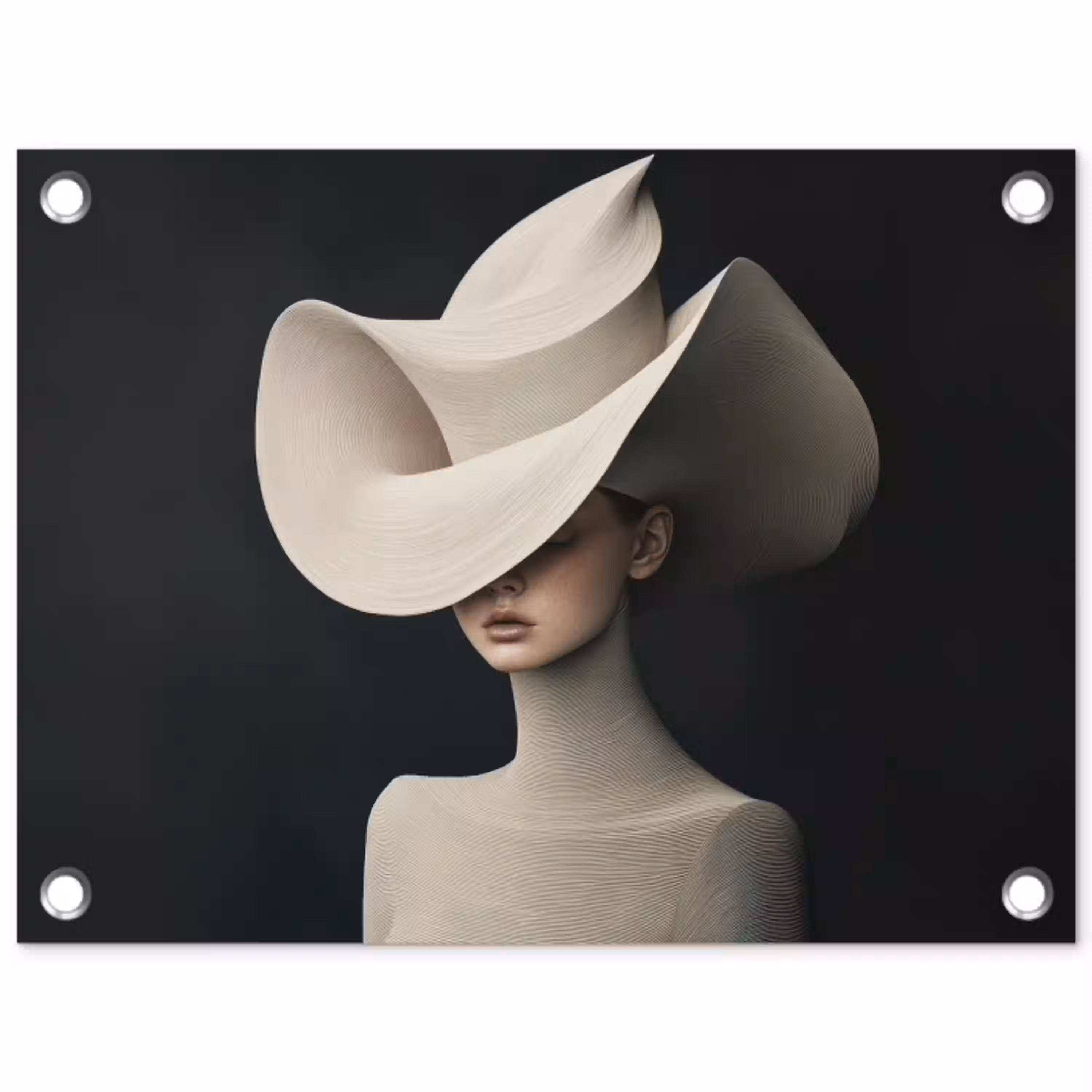 Vrouw - Golvende - Hoed tuinposter los doek klein -3d
