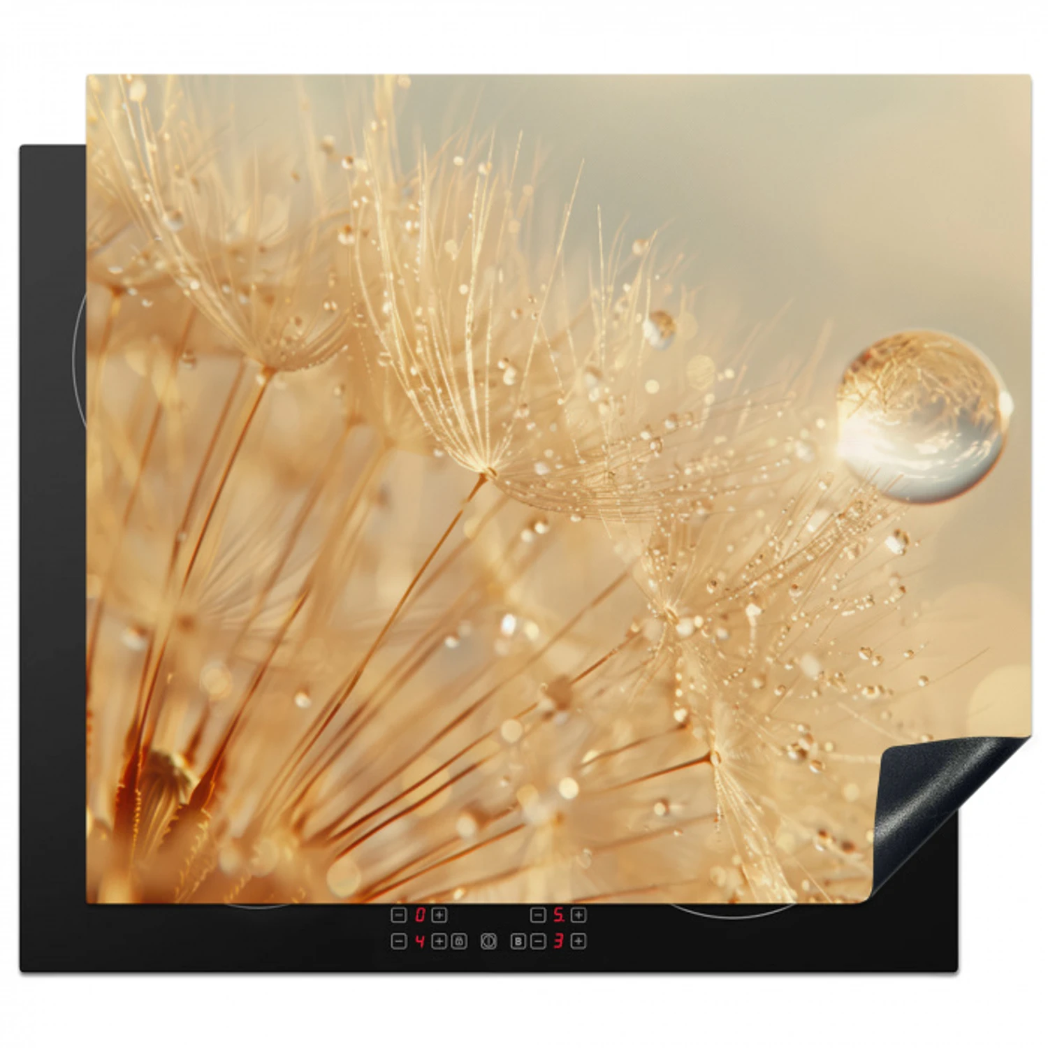 Paardenbloem - Water - Natuur - Planten - Modern Inductie beschermer vinyl 3mm middel -3d