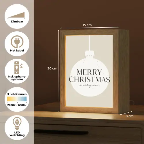 Christmas - Kerstballen - Japandi - Witte kerstballen Light Box met kabel (Tafellamp) klein -USP_NL