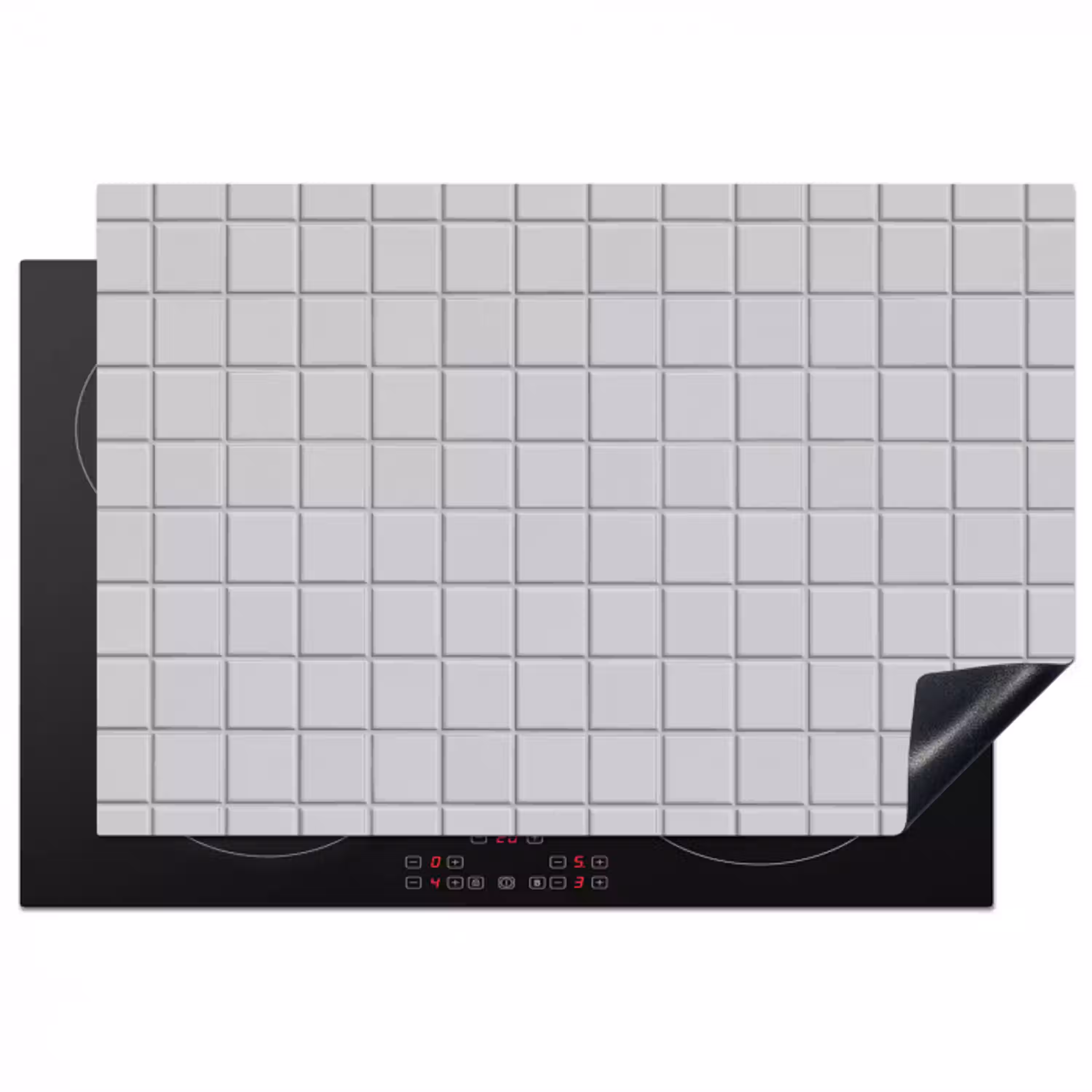 Patroon - Tegels - Licht - Grijs Inductie beschermer vinyl 3mm klein 276 -3d