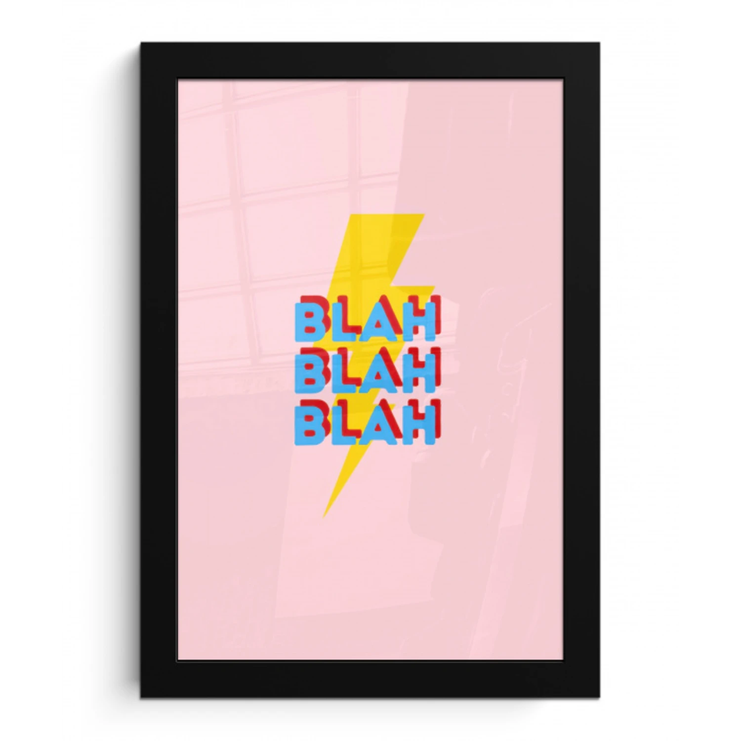 Blah - Bliksem - Roze fotolijst zwart zonder passe partout klein -3d