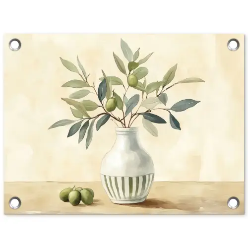 Vaas - Keramiek - Olijftakken tuinposter los doek klein -3d