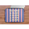 Try again - Strepen - Roze - Verticaal - Blauw laptophoes neopreen klein -tafel