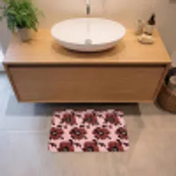 Bloemen - Retro - Rood Badmat klein 997 -sfeer1