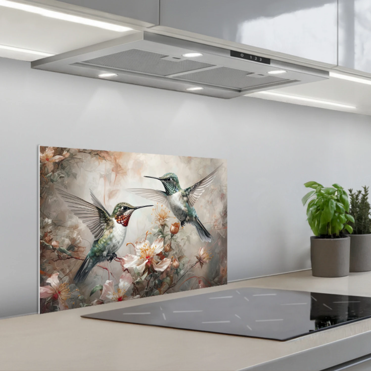 Kolibrie - Vogels - Bloemen - Planten keuken achterwand spatscherm klein -3d_schuin