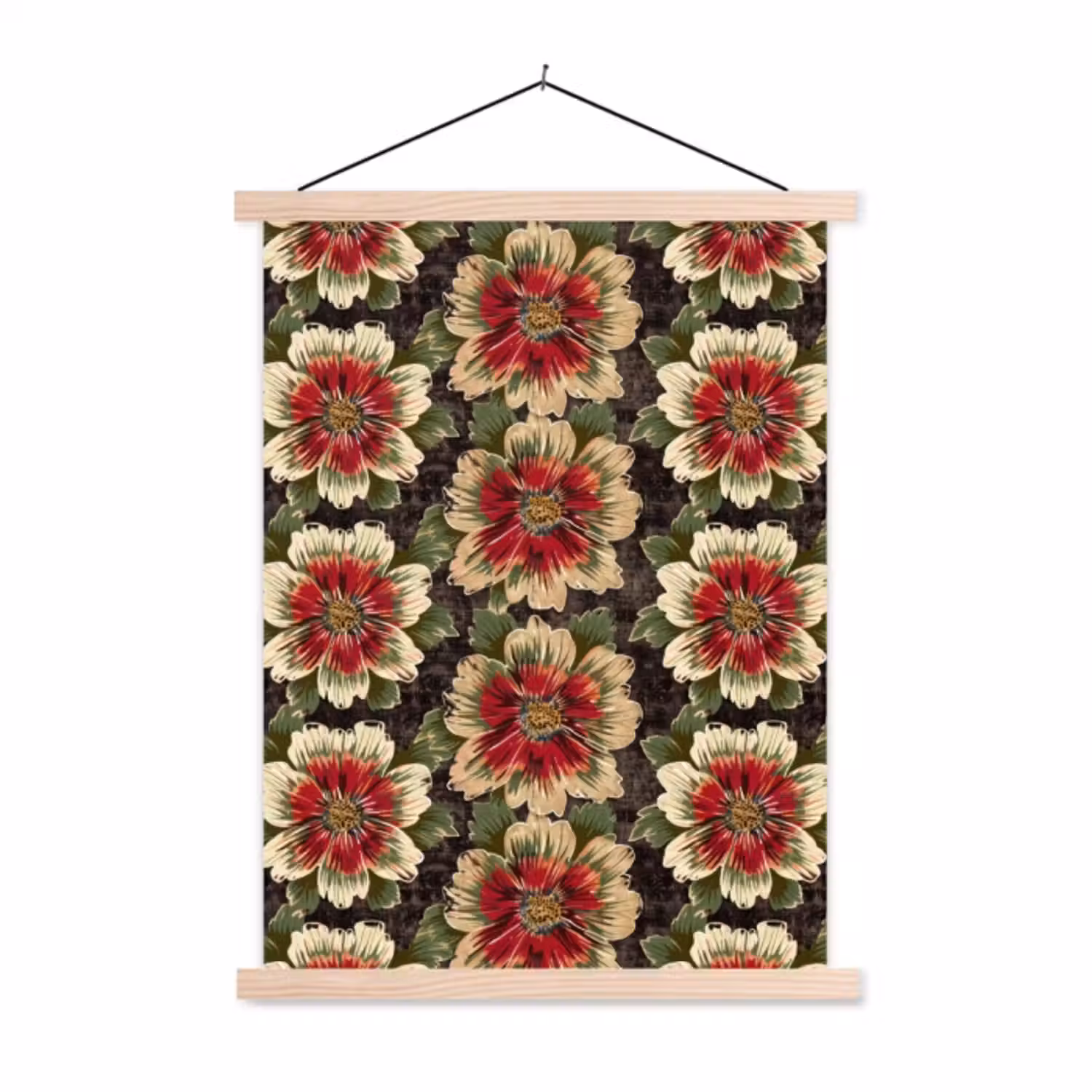 Hanging Poster - Flowers - Classic - Pattern - Red